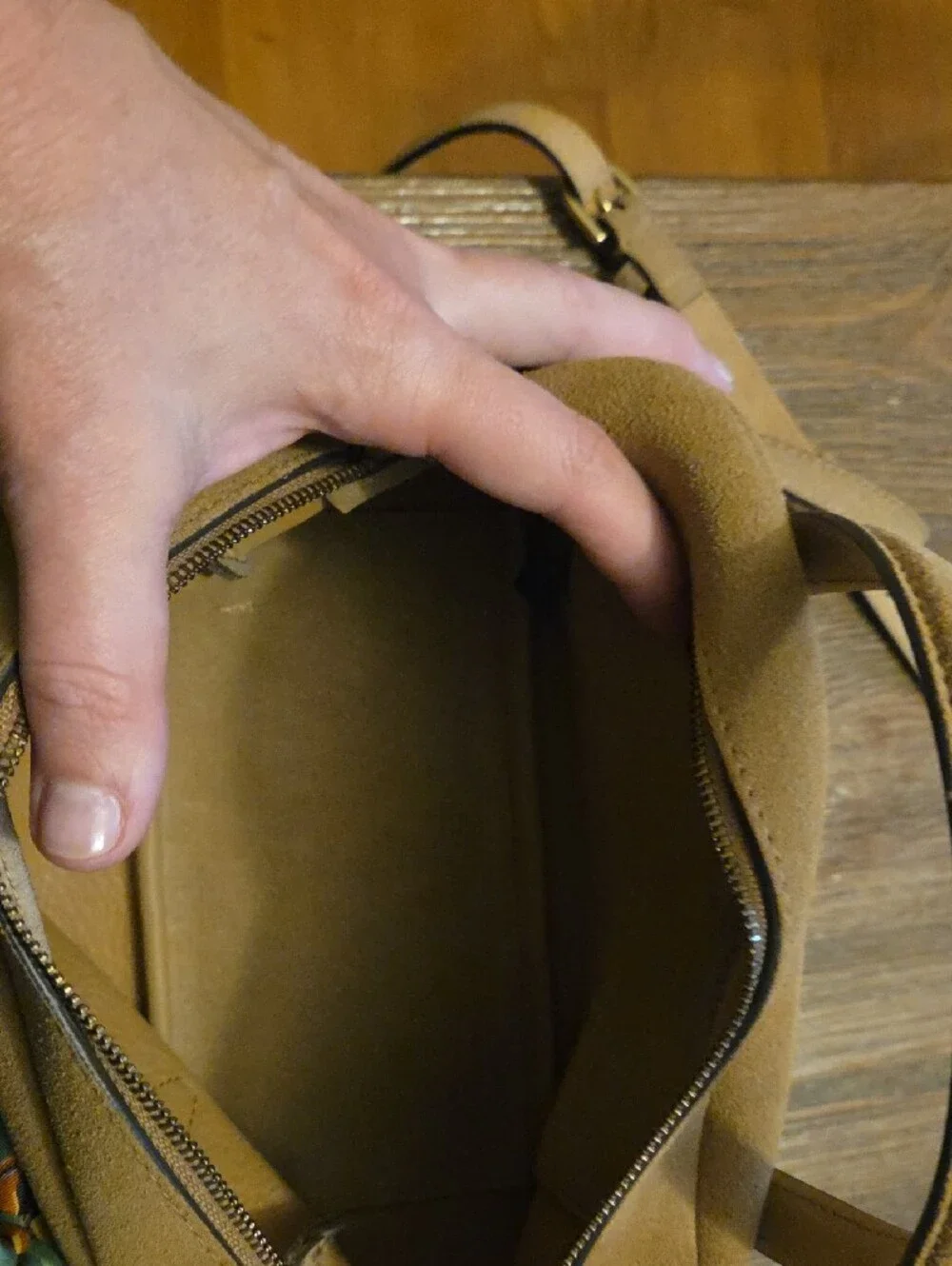 Madewell Classic Tan Suede  Satchel with Lost Pattern  Scarf-Wrapped Handle